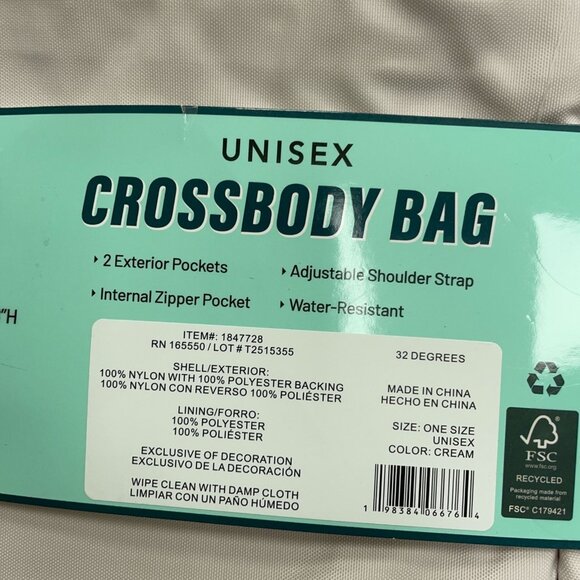 NEW Unisex Cream Crossbody Bag 32 Degrees - Picture 7 of 8